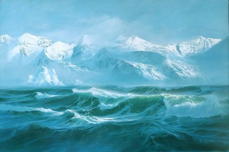 painting of turbulent waves of Great Missoula Flood during most recent Ice Age