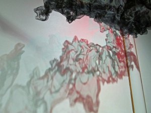 shadow detail of Terra Ignis art installation by Gerri Sayler at Nicolaysen Art Museum